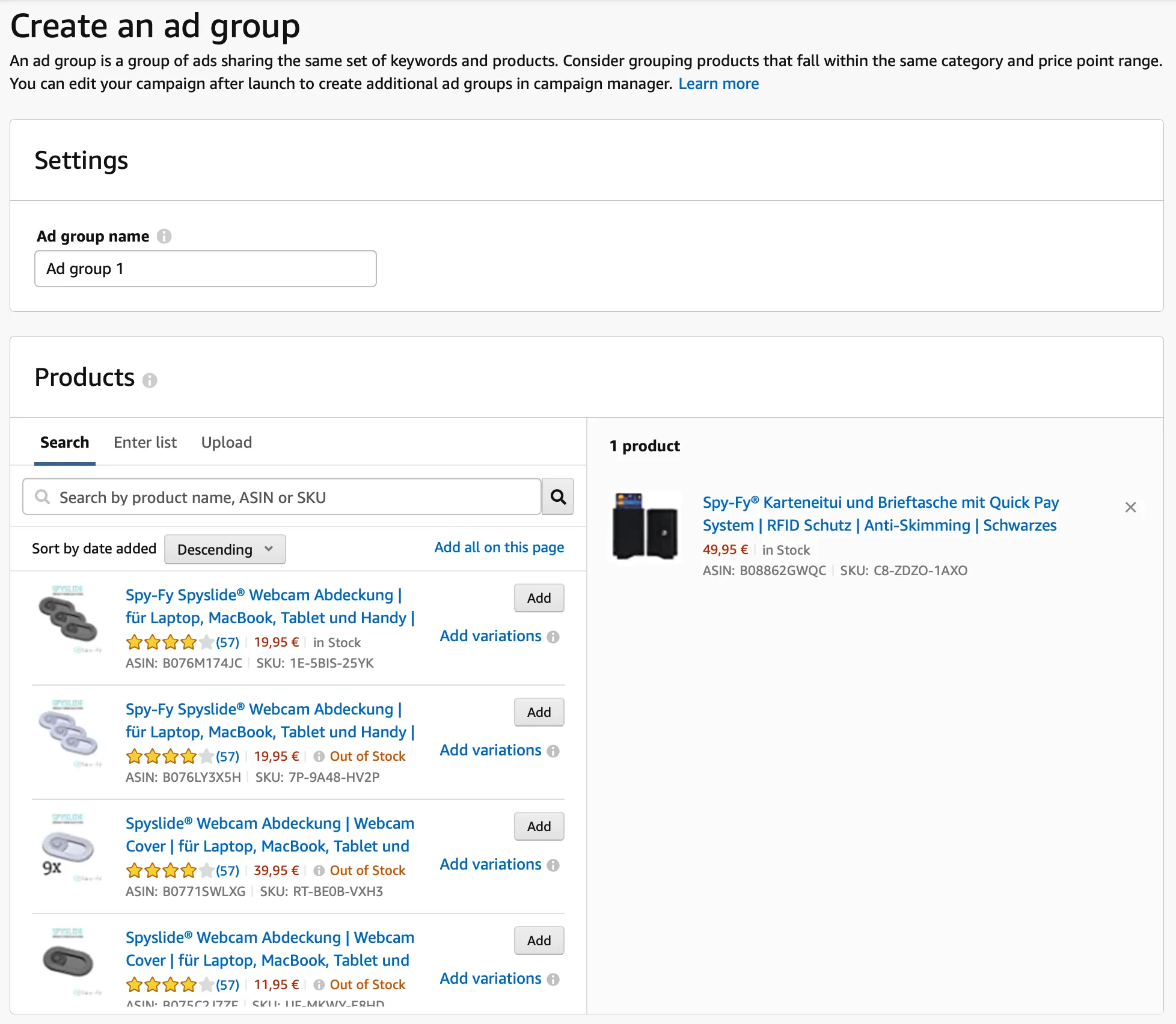 advertentiegroep adverteren op amazon