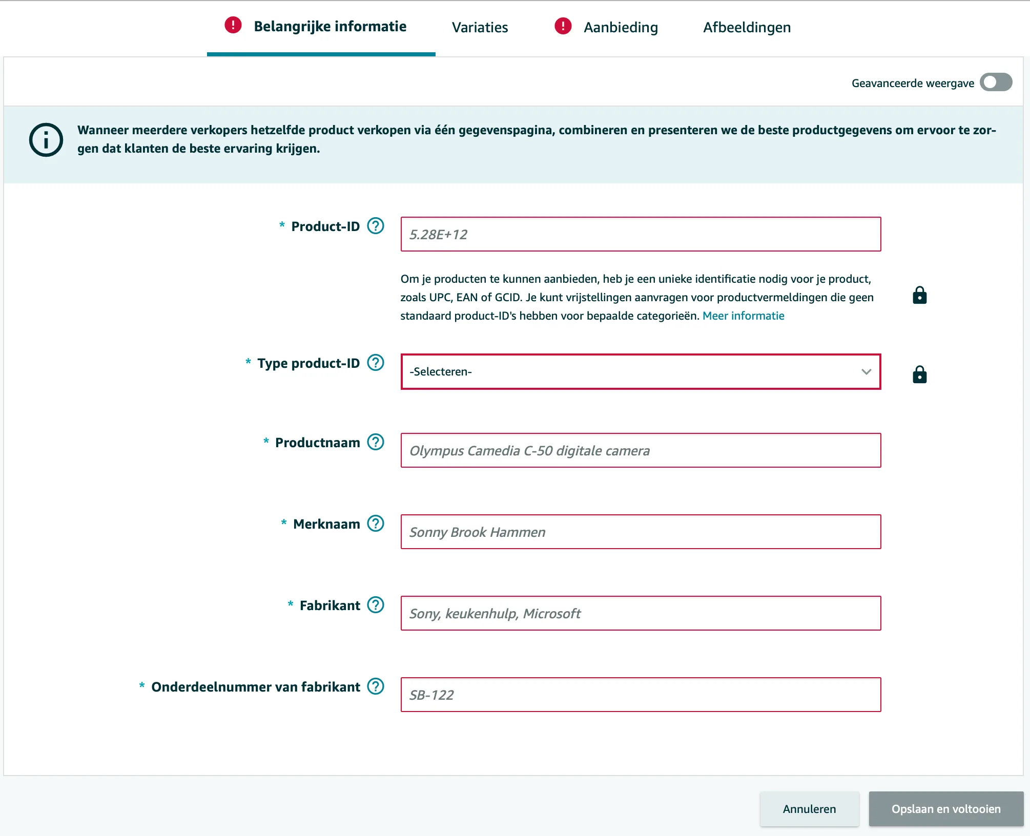 belangrijke informatie amazon