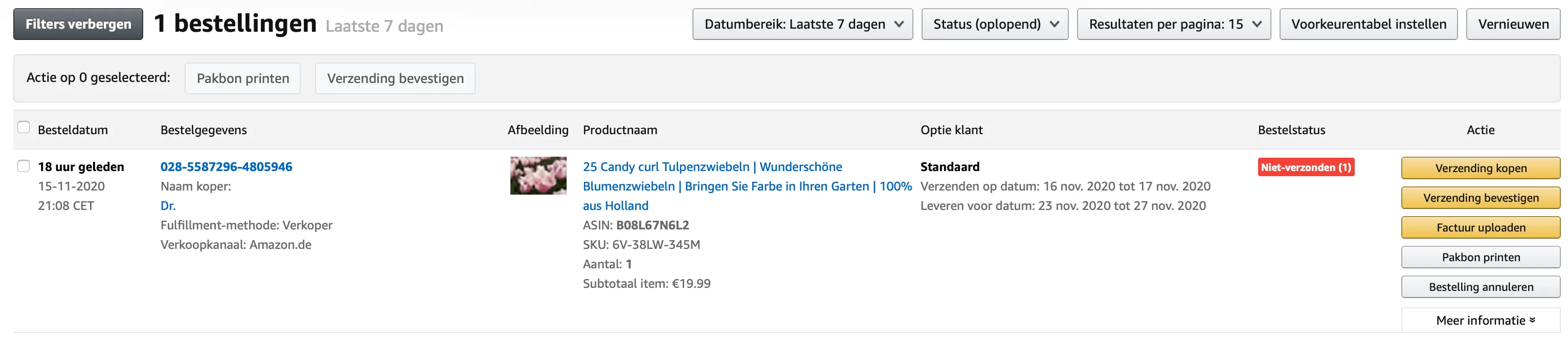 bestelling verwerken amazon
