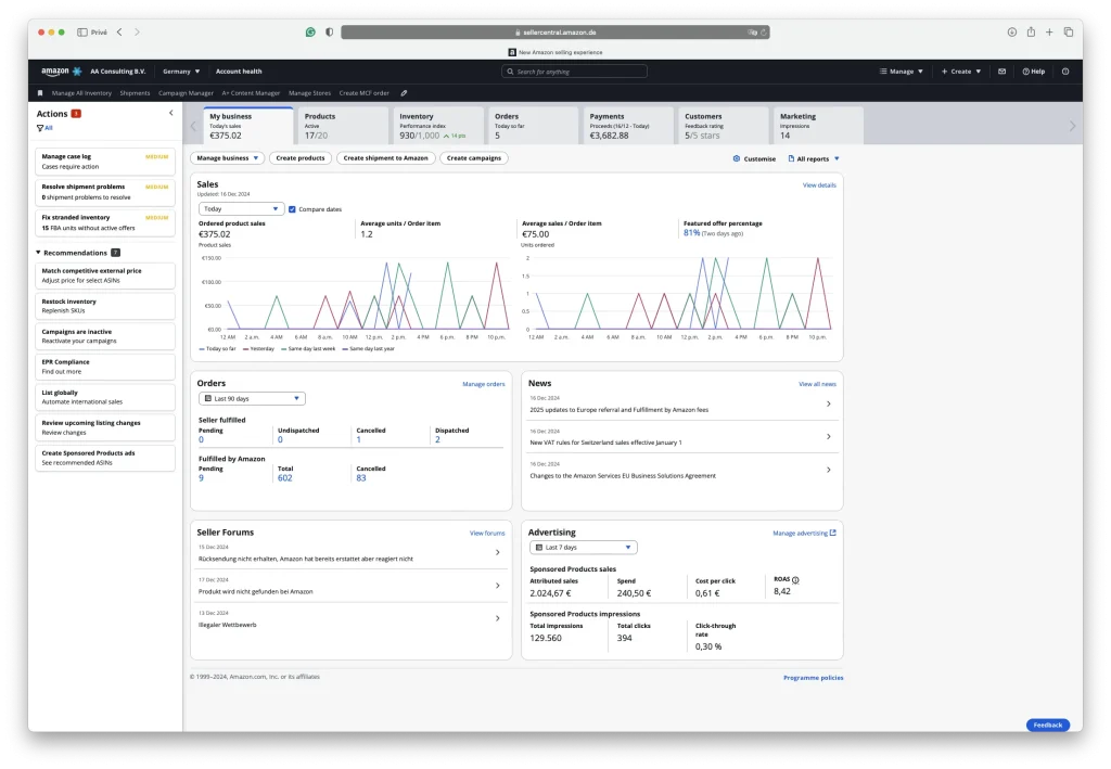 De nieuwe Amazon Seller Central interface Next-Gen Selling