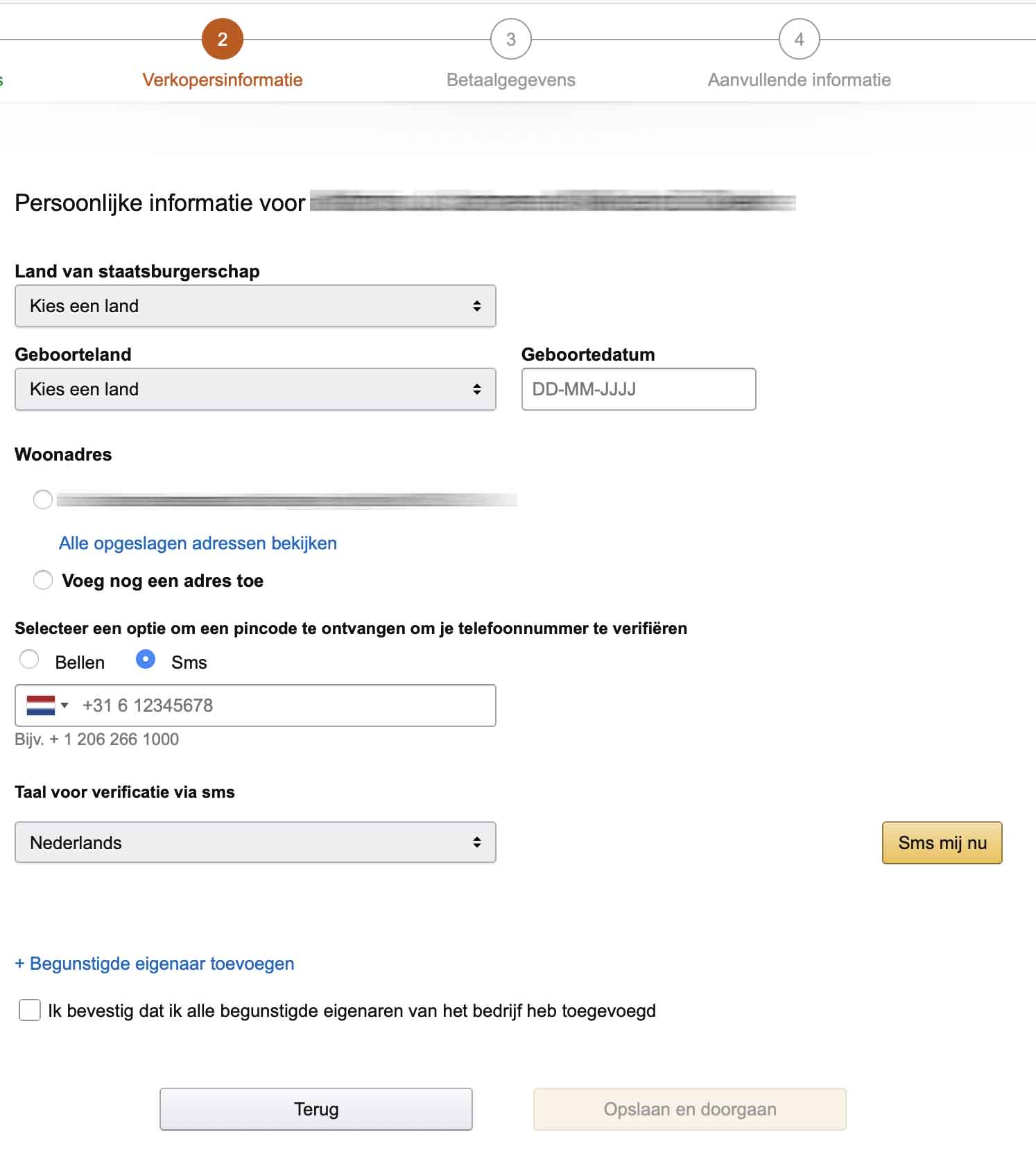 invullen persoonlijke informatie amazon