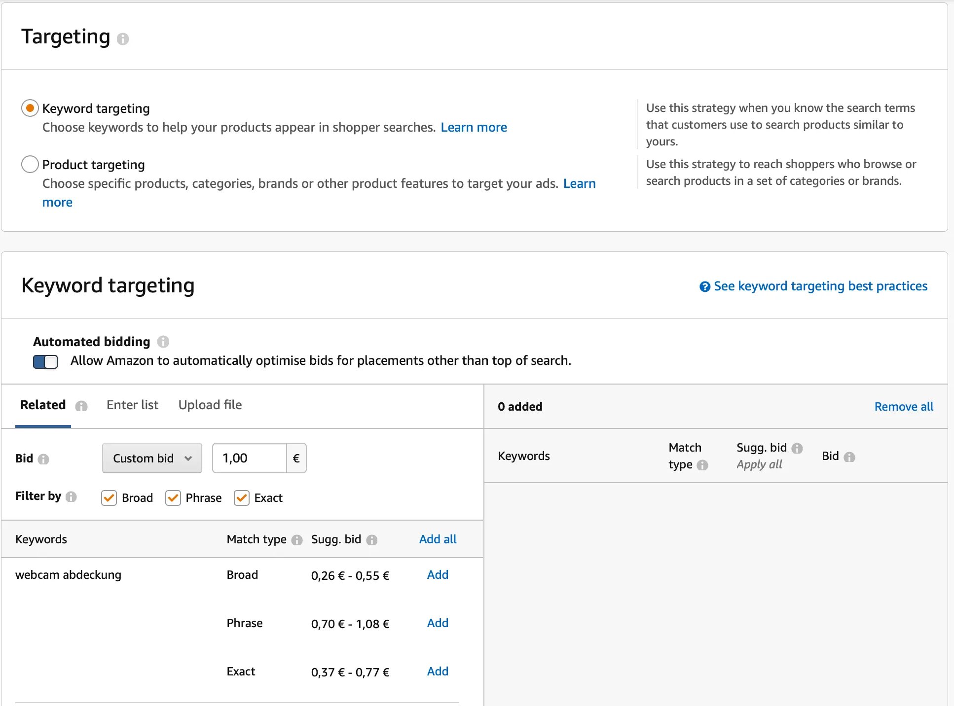 targeting adverteren op amazon