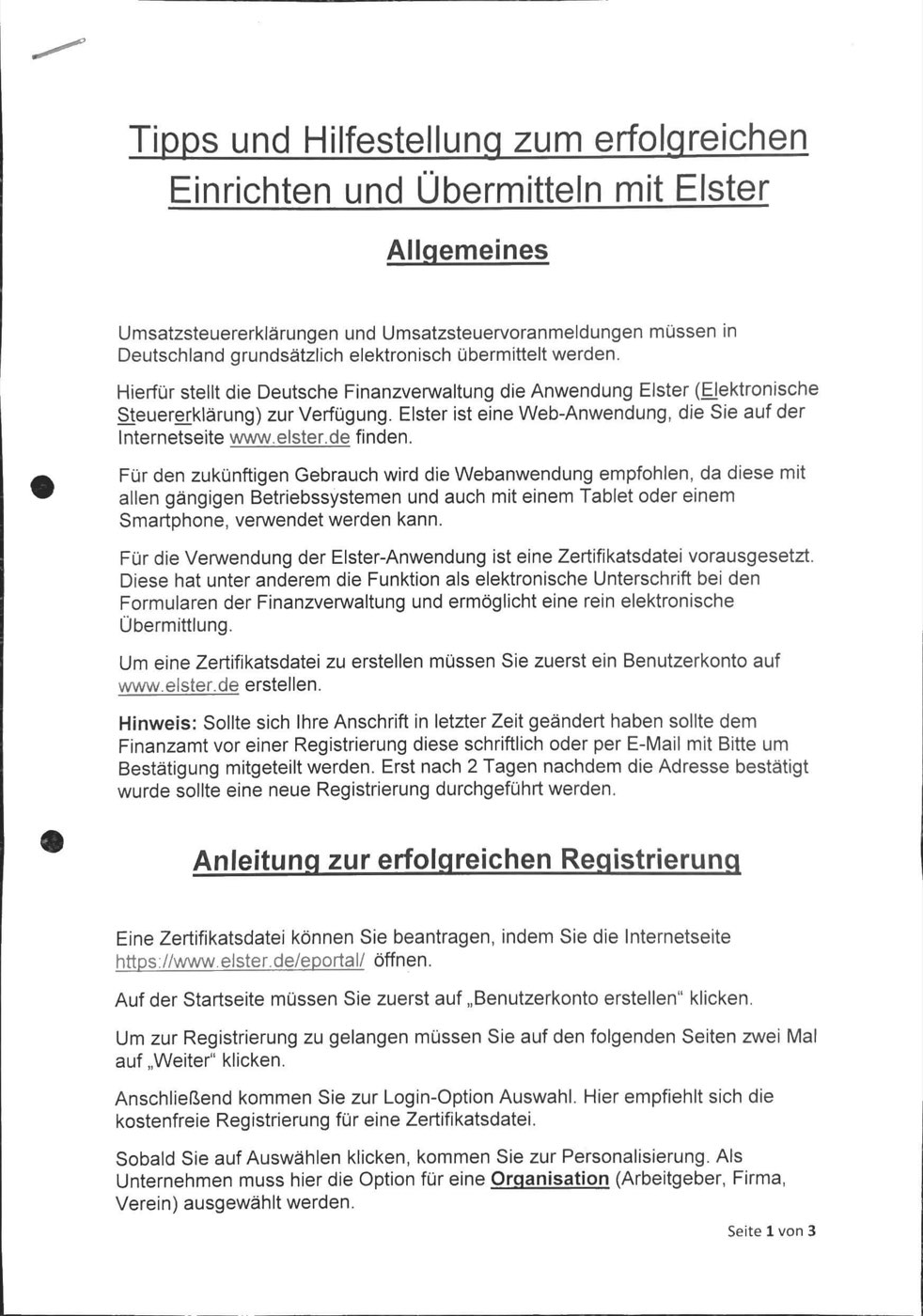 Tips voor Elster Duitsland